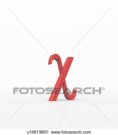 Stock Photo - Chi is the 22nd letter of the Greek alphabet. In the system of Greek numerals, it has a value of 600. Chi is frequently used in statistics. The greek alphabet has an important role in the nomenclature of astronomical bodies and subatomic particles.. Fotosearch