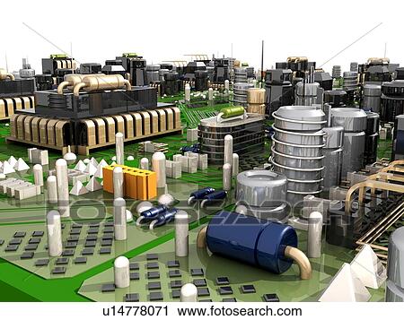 Circuit board. Computer artwork depicting city scape made of electronic circuits. View Large Photo Image Stock Image - Circuit board. Computer artwork depicting city scape made of electronic circuits.. Fotosearch