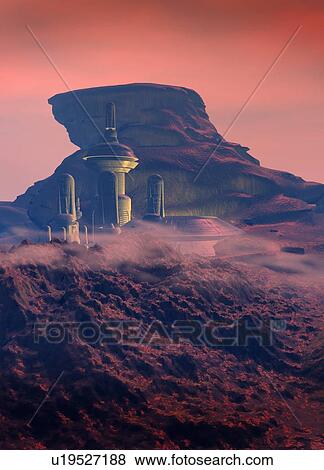 Colonised Mars. Computer artwork of a city on Mars. View Large Photo Image Stock Photo - Colonised Mars. Computer artwork of a city on Mars.. Fotosearch