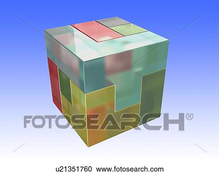 Stock Image - Computer artwork of a colored brain twister cube.. Fotosearch