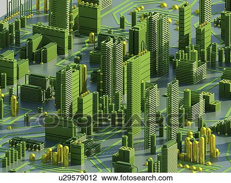 Computer artwork of a conceptual circuit cityscape made of electronic components. View Large Photo Image Stock Image - Computer artwork of a conceptual circuit cityscape made of electronic components.. Fotosearch