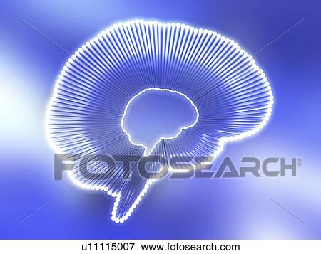 Computer artwork of an outline of a human brain, represented by light rays. View Large Photo Image Stock Photo - Computer artwork of an outline of a human brain, represented by light rays.. Fotosearch