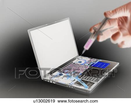 Computer virus. Conceptual image of a laptop being infected with a virus. View Large Photo Image Stock Photo - Computer virus. Conceptual image of a laptop being infected with a virus.. Fotosearch