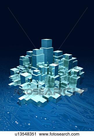 Computerised city, conceptual computer artwork. View Large Photo Image Stock Image - Computerised city, conceptual computer artwork.. Fotosearch