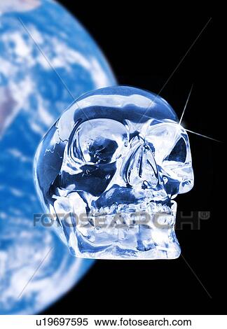 Crystal skull and Earth, computer artwork. View Large Photo Image Stock Photography - Crystal skull and Earth, computer artwork.. Fotosearch