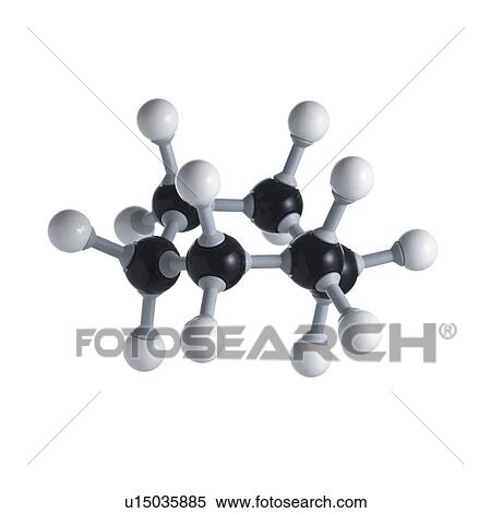 Stock Photography - Cyclohexane molecule in its boat conformational form. Atom are represented as spheres and are colour-coded: carbon (black) and hydrogen (white).. Fotosearch