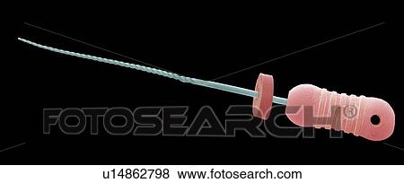 Dental file. Coloured scanning electron micrograph (SEM) of a dental root canal file. Magnification: x3 when printed at 10 centimetres wide. View Large Photo Image Stock Photo - Dental file. Coloured scanning electron micrograph (SEM) of a dental root canal file. Magnification: x3 when printed at 10 centimetres wide.. Fotosearch
