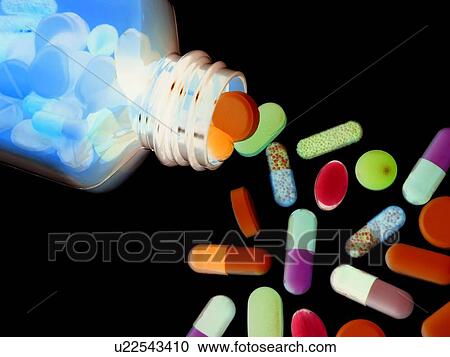 Drugs pouring from a bottle. View Large Photo Image Stock Image - Drugs pouring from a bottle.. Fotosearch