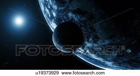Earth and Moon, computer artwork. View Large Photo Image Stock Photo - Earth and Moon, computer artwork.. Fotosearch