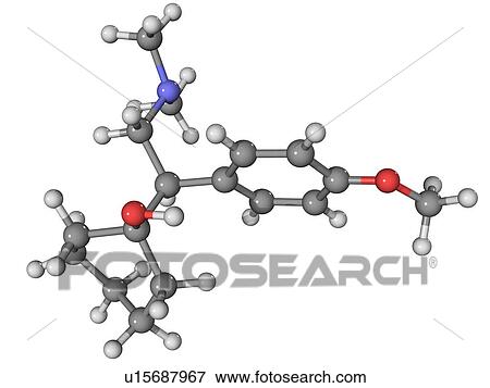 Effexor. Molecular model of the selective serotonin reuptake inhibitor (SSRI) antidepressant drug venlafaxine. This drug is marketed as Effexor. Atoms are represented as spheres and are colour-coded: carbon (grey), hydrogen (white), oxygen (red) and nitro View Large Photo Image Stock Photo - Effexor. Molecular model of the selective serotonin reuptake inhibitor (SSRI) antidepressant drug venlafaxine. This drug is marketed as Effexor. Atoms are represented as spheres and are colour-coded: carbon (grey), hydrogen (white), oxygen (red) and nitro. Fotosearch