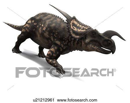 Stock Image - Einiosaurus dinosaur, computer artwork. This dinosaur lived 65 to 100 million years ago during the Late Cretaceous period.. Fotosearch