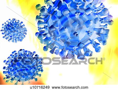 Stock Photo - Flu virus particles, computer artwork.. Fotosearch
