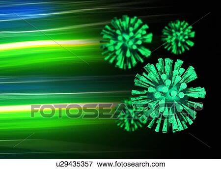 Stock Photo - Flu virus particles, computer artwork.. Fotosearch