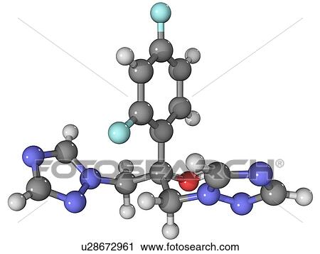 Fluconazole anti-fungal drug, molecular model. Atoms are represented as spheres and are colour-coded: carbon (grey), hydrogen (white), nitrogen (dark blue), oxygen (red) and fluorine (light blue). View Large Photo Image Stock Image - Fluconazole anti-fungal drug, molecular model. Atoms are represented as spheres and are colour-coded: carbon (grey), hydrogen (white), nitrogen (dark blue), oxygen (red) and fluorine (light blue).. Fotosearch