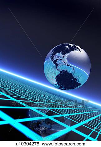 Stock Photography - Futuristic Earth, conceptual computer artwork.. Fotosearch