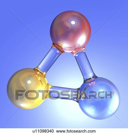 Stock Image - Generic molecule in wide-angle view. In molecular models such as this, atoms are shown as spheres and the bonds between them as rods.. Fotosearch