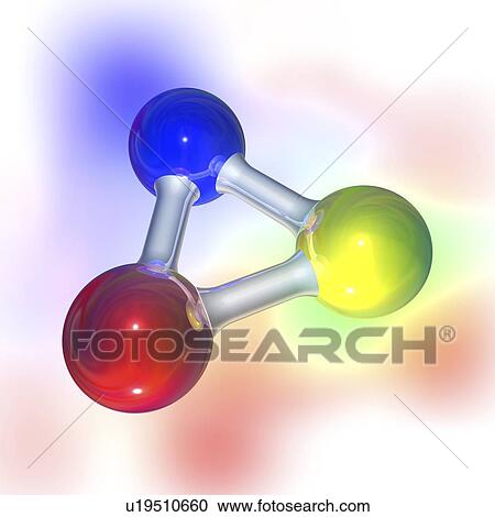 Stock Image - Generic molecule in wide-angle view. In molecular models such as this, atoms are shown as spheres and the bonds between them as rods.. Fotosearch