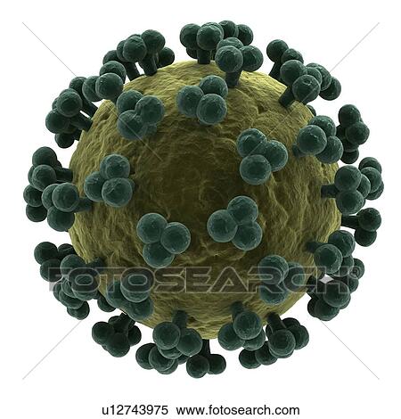 Stock Photography - HIV (human immunodeficiency virus) particle, computer artwork.. Fotosearch