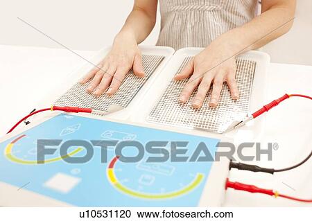 Iontophoresis. This is a treatment for excess sweating of the hands. View Large Photo Image Stock Image - Iontophoresis. This is a treatment for excess sweating of the hands.. Fotosearch