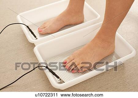 Iontophoresis. This is a treatment for excess sweating of the feet. View Large Photo Image Stock Image - Iontophoresis. This is a treatment for excess sweating of the feet.. Fotosearch