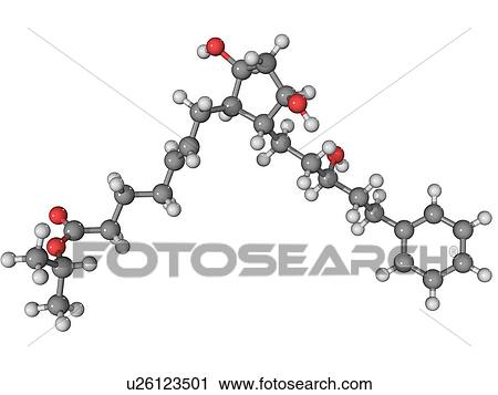 Latanoprost, molecular model. This drug, which comes in the form of eye drops is used to treat glaucoma (increased pressure within the eye). Atoms are represented as spheres and are colour-coded: carbon (grey), hydrogen (white) and oxygen (red). View Large Photo Image Stock Image - Latanoprost, molecular model. This drug, which comes in the form of eye drops is used to treat glaucoma (increased pressure within the eye). Atoms are represented as spheres and are colour-coded: carbon (grey), hydrogen (white) and oxygen (red).. Fotosearch