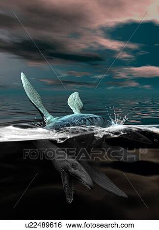 Stock Photograph - Loch Ness monster, computer artwork.. Fotosearch