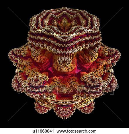 Stock Image - Mandelbulb fractal. Computer-generated image of a three-dimensional analogue derived form a Mandelbrot Set.. Fotosearch