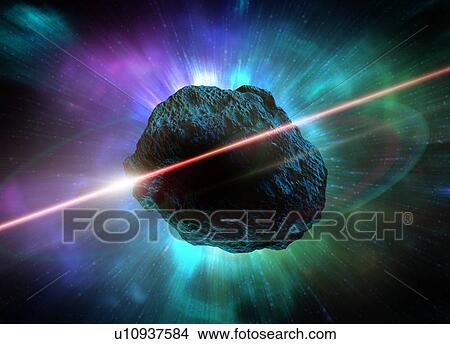 Meteor in space, computer artwork. View Large Photo Image Picture - Meteor in space, computer artwork.. Fotosearch