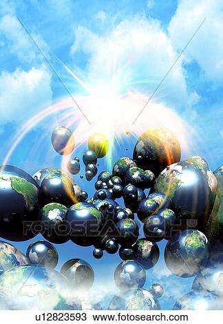 Stock Image - Multiple dimensions, conceptual computer artwork.. Fotosearch