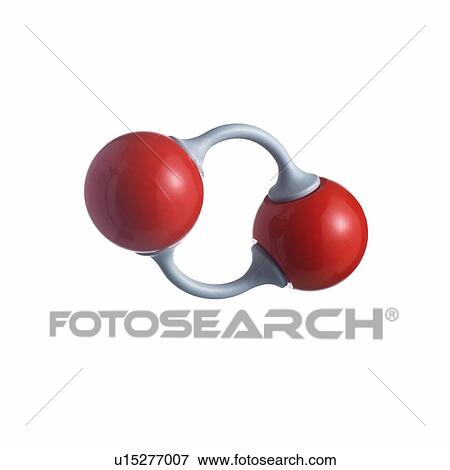 Stock Photo - Oxygen molecule. Atoms are represented as spheres and are colour-coded: oxygen (red).. Fotosearch