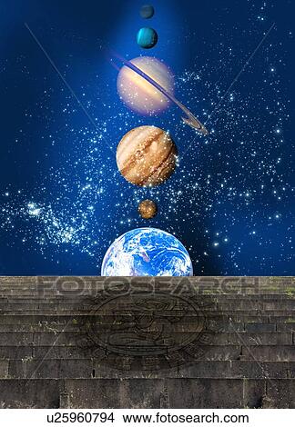 Planetary alignment, computer artwork. View Large Photo Image Picture - Planetary alignment, computer artwork.. Fotosearch