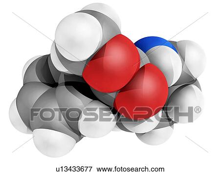 Stock Photo - Ritalin molecule. Computer model of a molecule of the stimulant drug methylphenidate, marketed as Ritalin. Atoms are represented as spheres and are colour-coded; carbon (grey), hydrogen (white), oxygen (red) and nitrogen (blue).. Fotosearch