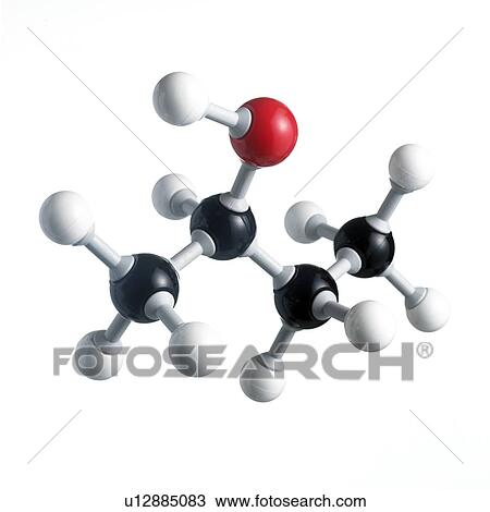 Sec-butanol molecule. Atoms are represented as spheres and are colour-coded: carbon (black), hydrogen (white) and oxygen (red). View Large Photo Image Stock Image - Sec-butanol molecule. Atoms are represented as spheres and are colour-coded: carbon (black), hydrogen (white) and oxygen (red).. Fotosearch
