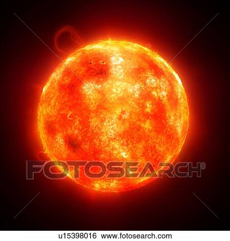 Stock Photograph - Solar activity, computer artwork.. Fotosearch