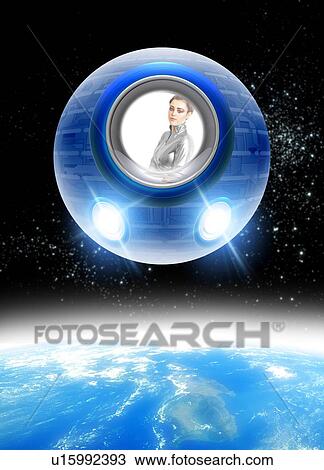 Stock Image - Space tourism, composite image.. Fotosearch