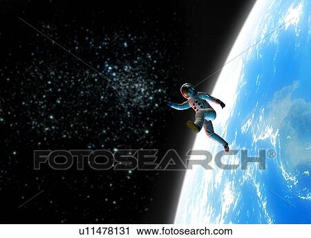 Stock Image - Space walk, conceptual computer artwork.. Fotosearch