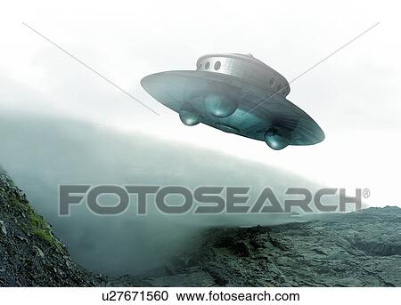 Stock Image - UFO, computer artwork.. Fotosearch