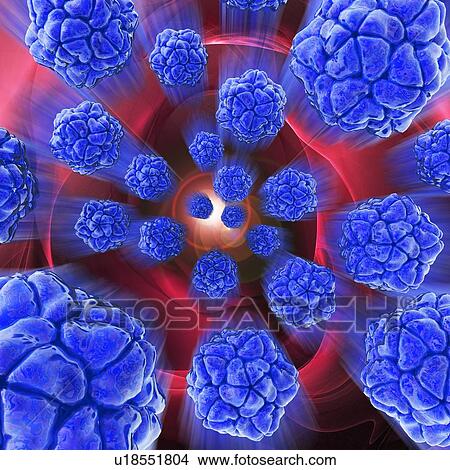 Picture - Viral infection, conceptual computer artwork.. Fotosearch