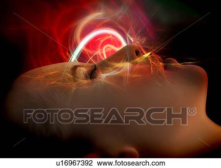 Stock Image - Woman dreaming, conceptual image.. Fotosearch