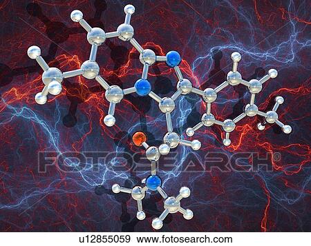 Zolpidem, molecular model. This sedative drug is used for the short-term treatment of insomnia. Atoms are represented as spheres and are colour-coded: carbon (grey), hydrogen (white), nitrogen (blue) and oxygen (red). View Large Photo Image Stock Photo - Zolpidem, molecular model. This sedative drug is used for the short-term treatment of insomnia. Atoms are represented as spheres and are colour-coded: carbon (grey), hydrogen (white), nitrogen (blue) and oxygen (red).. Fotosearch