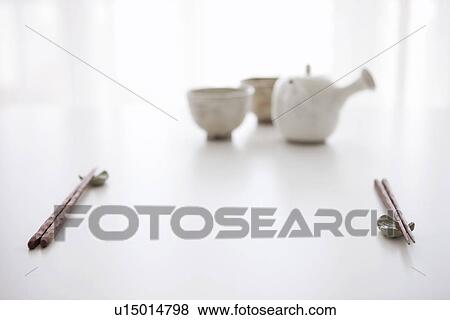 Chopsticks and Tea Set View Large Photo Image Stock Photo - Chopsticks and Tea Set. Fotosearch