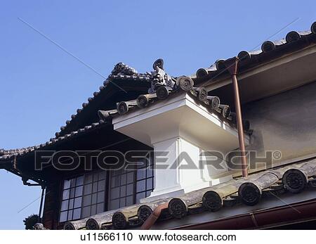Stock Image - Close-up of a house in Waki Town, Mima City, Tokushima Prefecture, Japan. Fotosearch