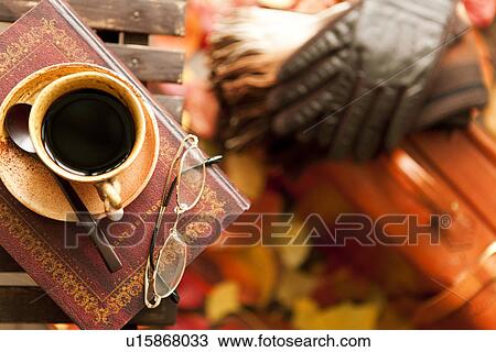 Coffee Cup and Autumnal Leaves View Large Photo Image Stock Image - Coffee Cup and Autumnal Leaves. Fotosearch