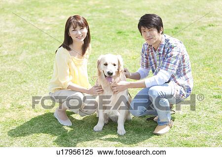 Couple With Dog View Large Photo Image Stock Photography - Couple With Dog. Fotosearch