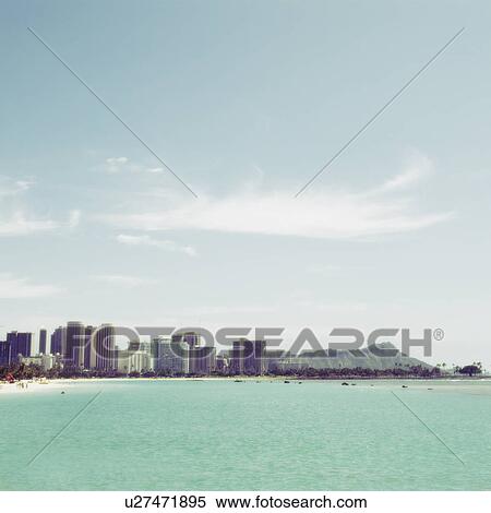 Stock Photography - Diamond Head and Sea. Fotosearch
