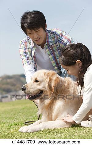 Stock Photo - Father, Daughter and Dog. Fotosearch