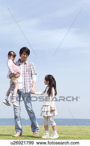 Father With Two Daughters View Large Photo Image Stock Photo - Father With Two Daughters. Fotosearch