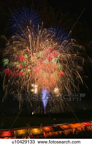 Stock Image - Fireworks, Nagano Prefecture, Japan. Fotosearch