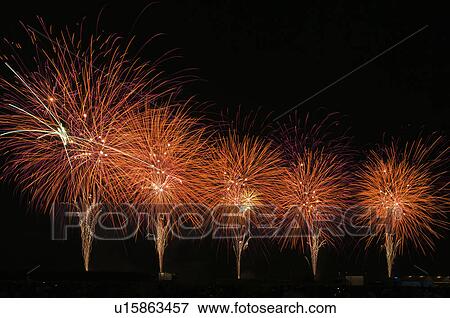 Stock Photo - Fireworks, Saitama Prefecture, Japan. Fotosearch