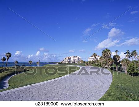 Stock Image - Footpath, beach and sea, Florida, USA. Fotosearch